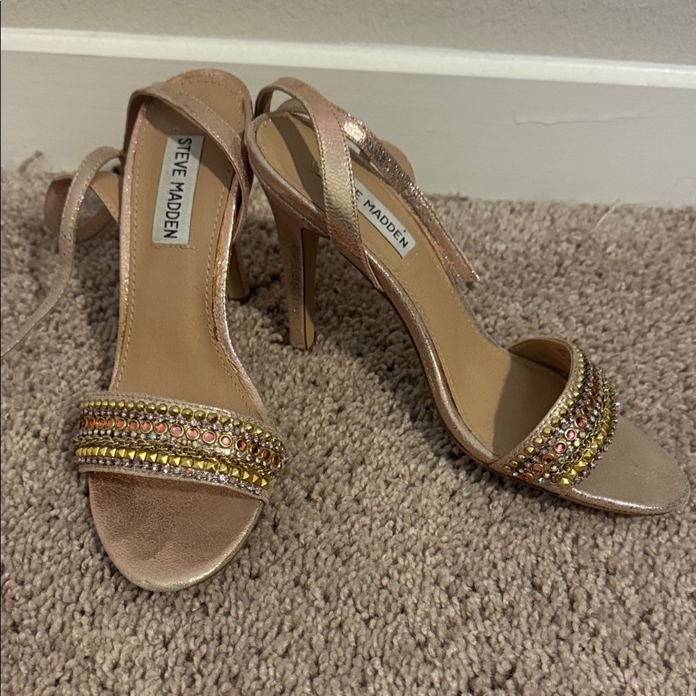 Steve Madden Rose Gold Embellished Heels